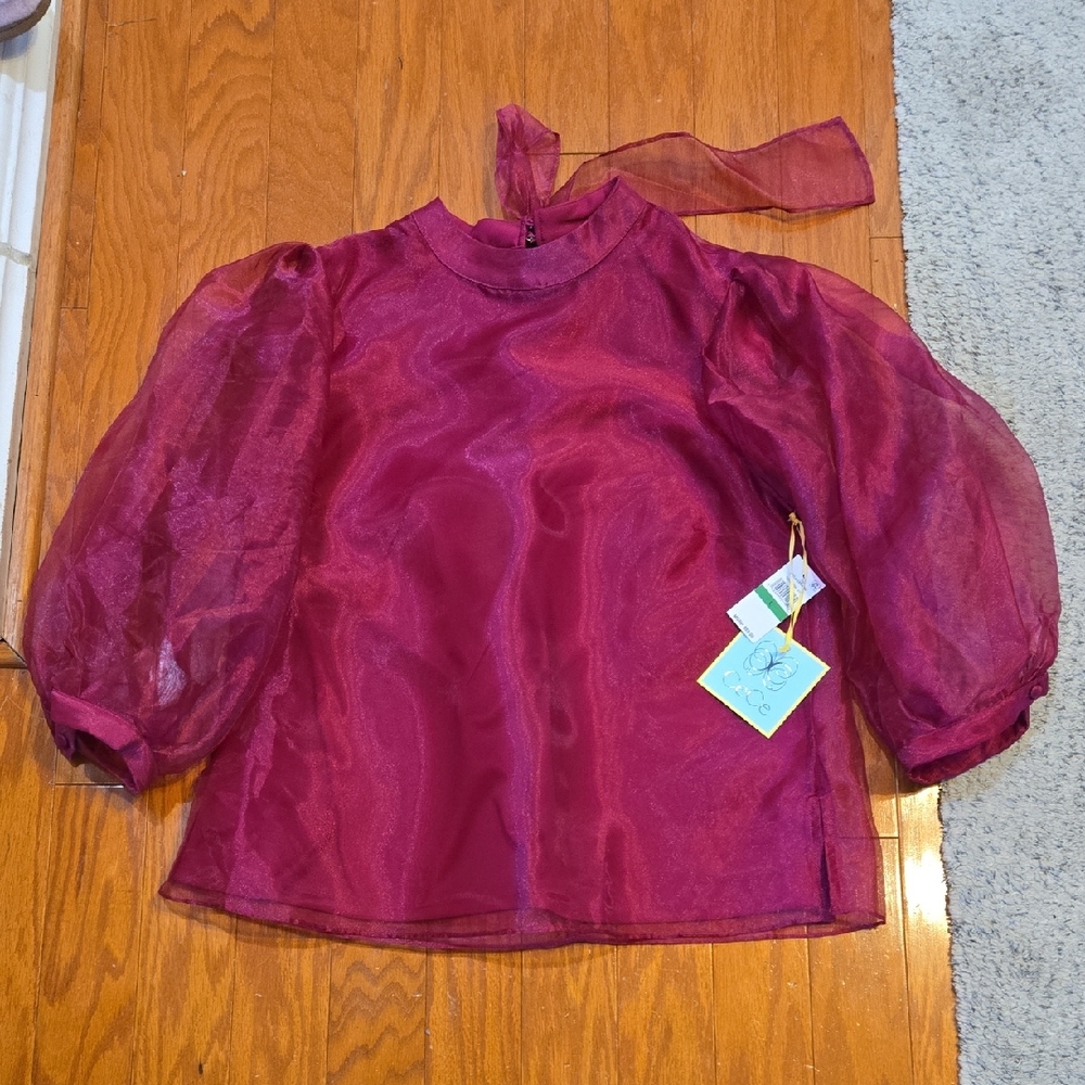 CeCe Burgundy/Pink Top Large NWT